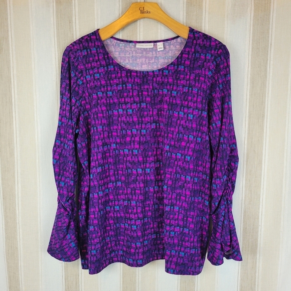 Susan Graver Long‎ Sleeved Blouse Top Purple Size Extra Large - Picture 1 of 7